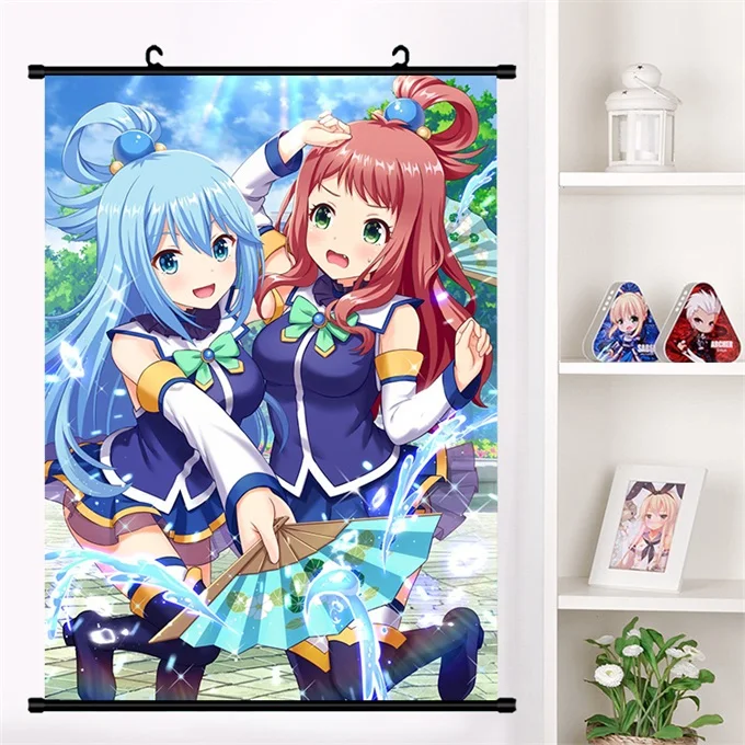 Аниме Манга KonoSuba Божье благословение на этом чудесном мире! Megumin Aqua Darkness Косплей настенные свитки Фреска плакат домашний декор - Цвет: B