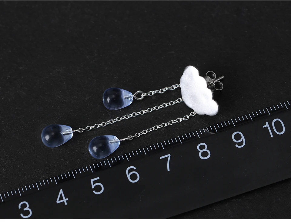 Lotus Fun, серьги из стерлингового серебра, 925 кристалл, длинные, для девочек, натуральный камень, серьги-гвоздики для женщин, дождевое облако, модное ювелирное изделие