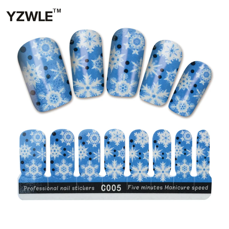 YZWLE 1 Листов DIY Пять Минут Маникюр Скорость Тонкий Наклейки Снежинка Sticky Nail На