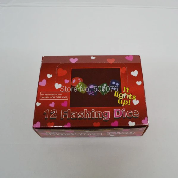 Бесплатная доставка 24 шт./лот резиновые светодиодные игральные кости светящиеся