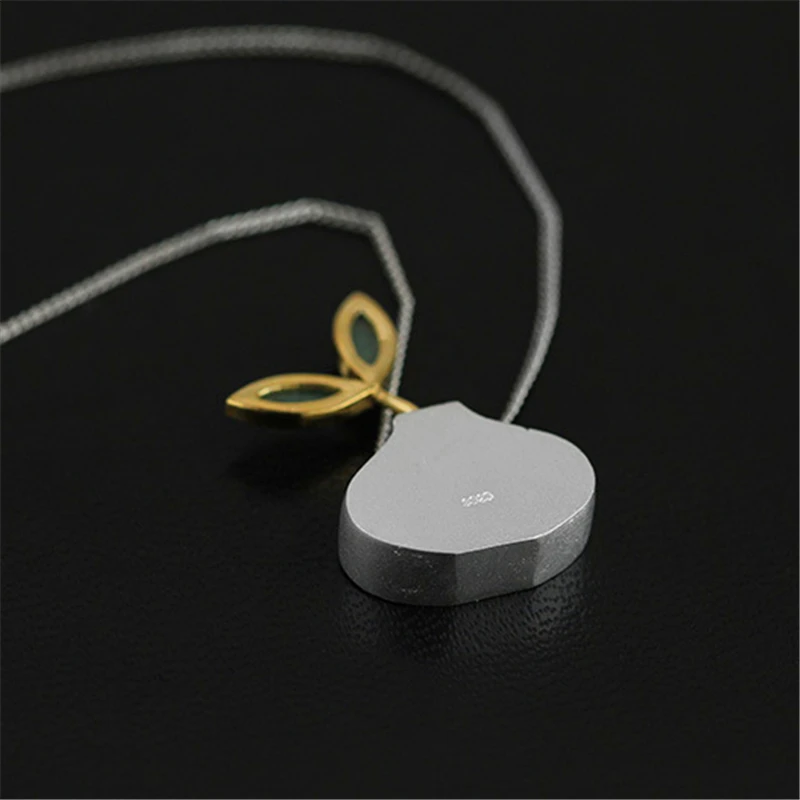 Lotus Fun бренд 925 пробы Серебряный кулон для женщин уникальный натуральный авантюрин ваза Mariquesa зеленый лист ювелирные изделия