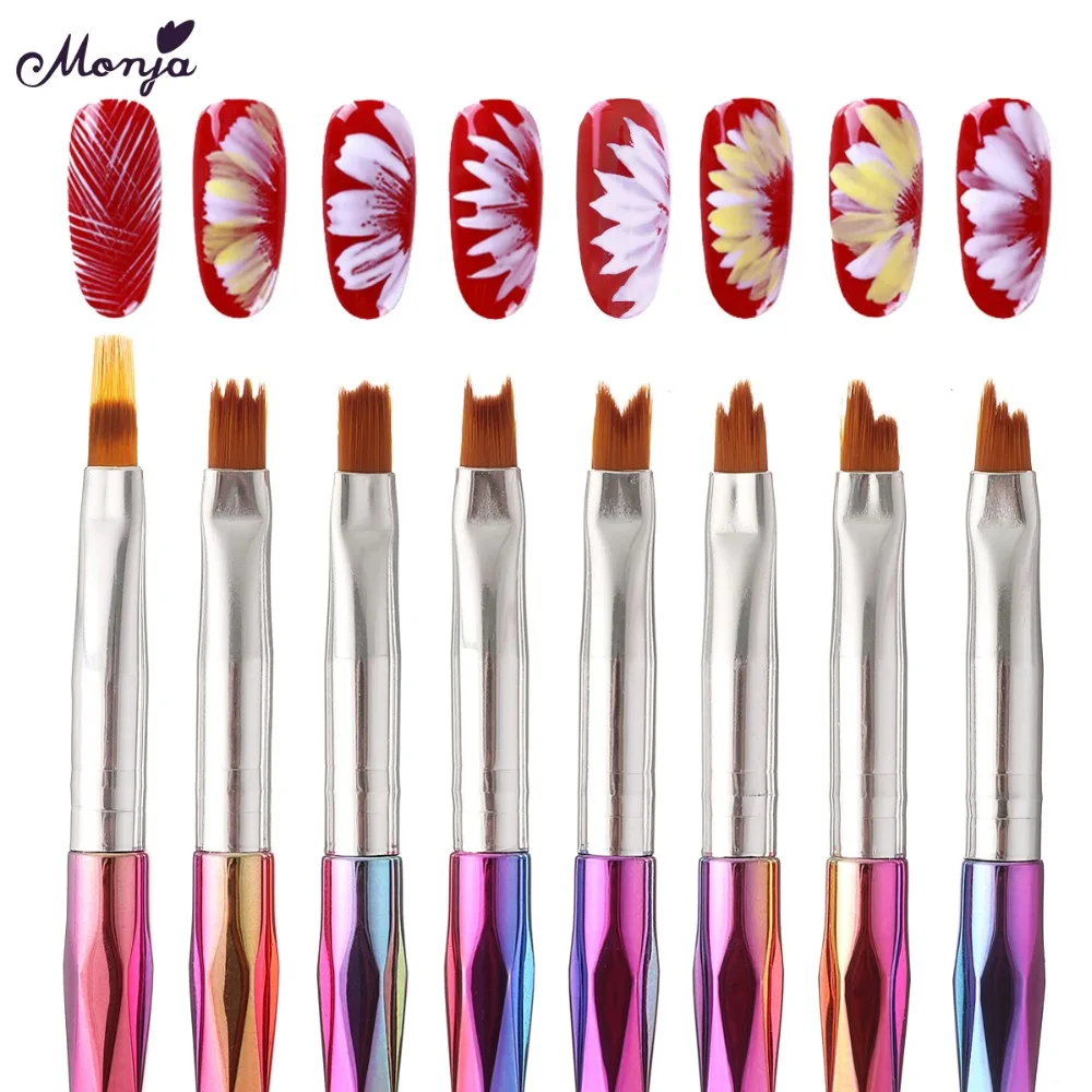 Monja дизайн ногтей улыбка луна в форме УФ гель лака Цвет Градиент кисти передачи