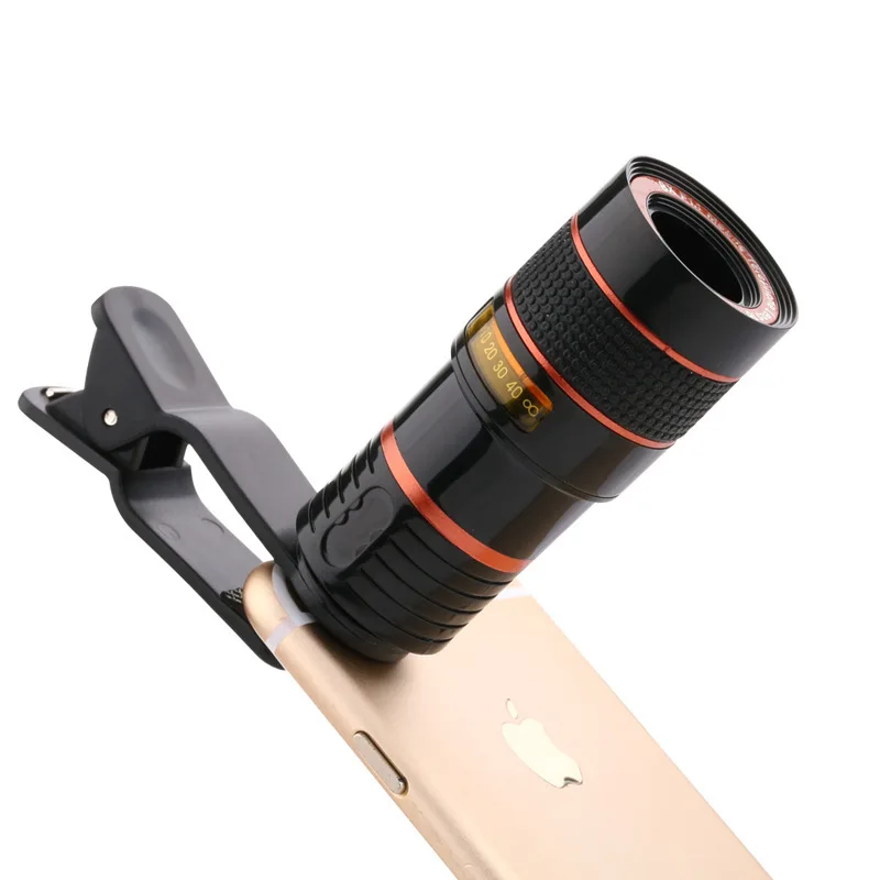 

plumgal Telephoto lens 12X Telescope Zoom Mobile Phone Lens for iphone Samsung Smartphones Universal Clip Phone Camera Lens