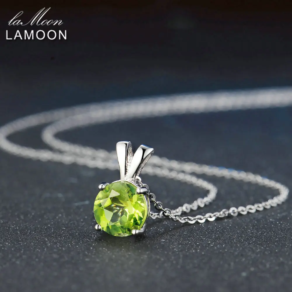 Ожерелье женское из серебра 925 пробы с натуральным круглым Перидотом 8 мм|jewelry