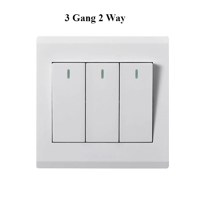 3 Gang 2 Way 1/2/3/4 Gang 1 2 Way Light Wall Switch Electrical Push Button White PC Frame Panel Switch For Home Living Room Bedroom 86*86mm - Цвет: 3 Gang 2 Way