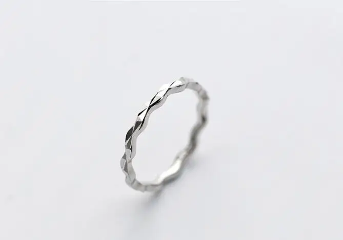 1pc Width 3mm Small Thin Ring REAL.925 Sterling Silver fINE jEWELRY Carved Engraved Waterwave GTLJ1330 | Украшения и аксессуары