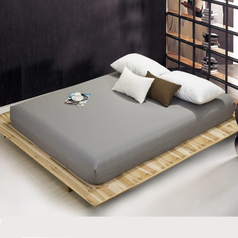 

Solid Bed Sheet Fitted Sheet With Elastic Band Plain Bedding King Queen Size Bed Mattress Cove 49