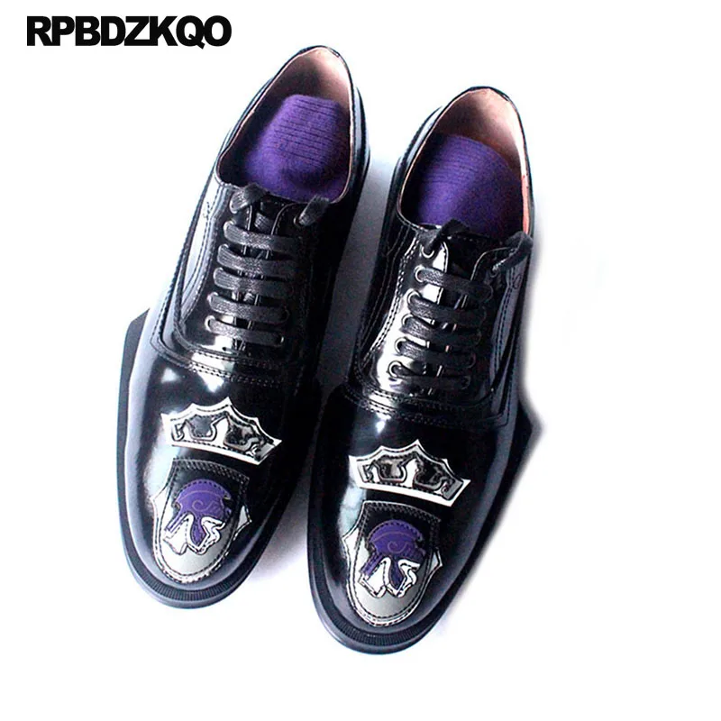 Luxury European Printed Runway Genuine Leather Black Rubber Oxfords Real Club Italian Mens Shoes Brands Italy Party Plus Size | Обувь