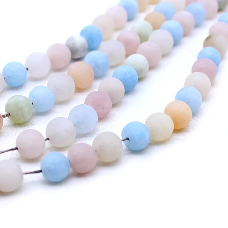 Natural stone beads colorful Matte morganite round loose for jewelry making 15inche/strand diy bracelet necklace | Украшения и