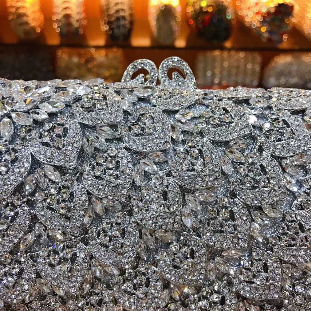 

colorful Leaf Hollow Out Women Crystal Clutch Evening bags Ladies Diamond Metal Clutches Handbag Bridal Wedding Party Prom Purse