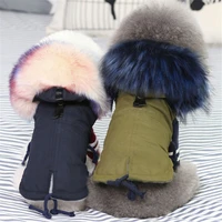 glorious kek winter dog clothes luxury faux fur collar dog coat for small dog warm windproof pet parka fleece lined puppy jacket