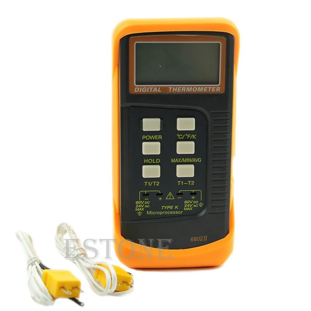 Двухканальный 2 K Type Цифровой Термометр термопары Датчик 1300c 2372f|thermocouple sensor|digital