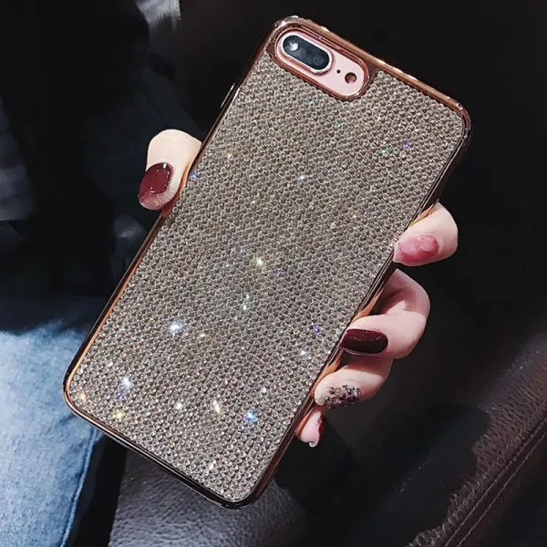 Модный Блестящий Мягкий чехол с кристаллами и стразами для iPhone XS Max XR X 8 7 6 6S