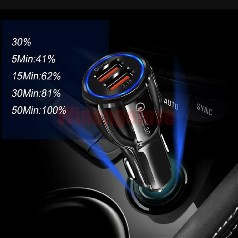 100 шт QC 3,0 Быстрая зарядка двойной 2 USB порт быстрое автомобильное зарядное устройство для iphone для samsung смартфон