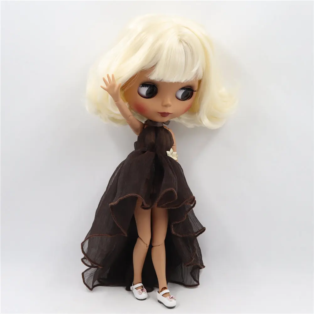 Ледяной DBS Blyth кукольные 1/6 Bjd из черной кожи Матовые шарнирное тело золото