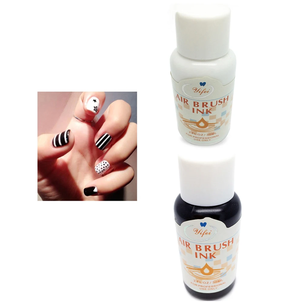 8 бутылок на водной основе белый/черный Aibrush чернила для ногтей Carnaval Airbrush Parint