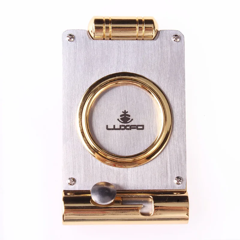 

LUXFO 2 in 1 Stainless Steel Cigar Cutter With Cigar Punch Metal Guillotine In Gift Box
