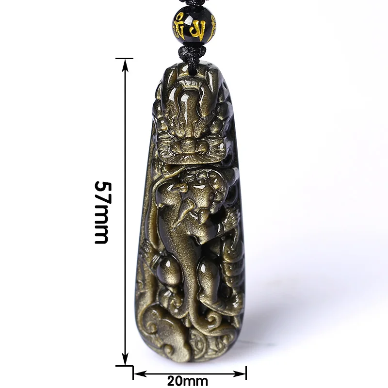 Ювелирные изделия натуральный ледяное золото обсидиан резьба голова дракона