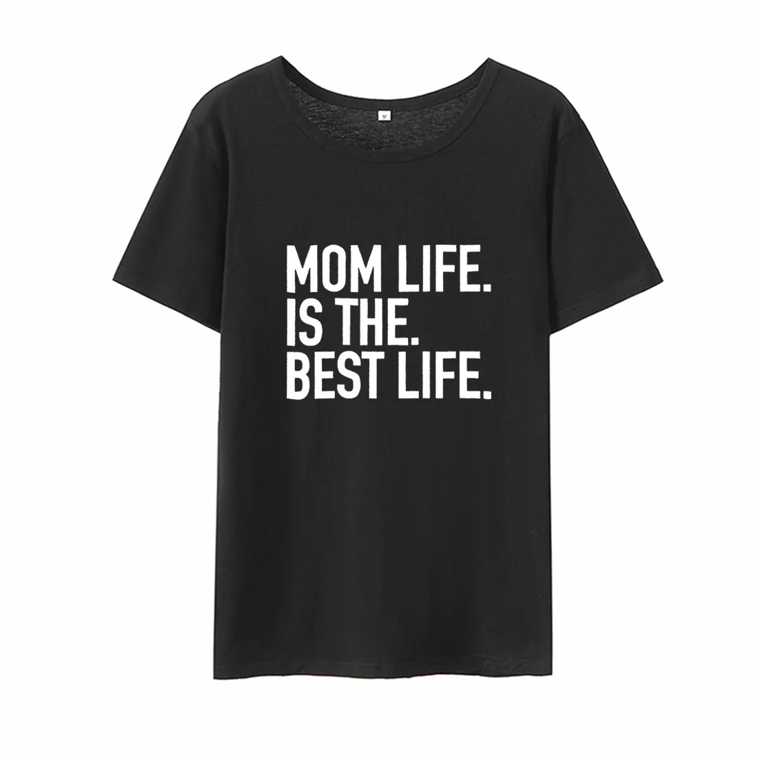 Женская футболка с принтом Mom Life Is The Best черная белая свободная хлопковая Футболка
