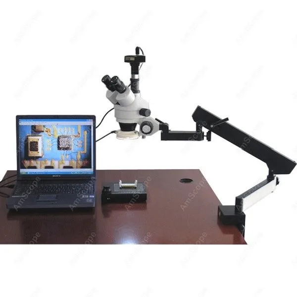 

Articulating Zoom Microscope--AmScope Supplies 7X-45X Articulating Zoom Microscope w Fluorescent Light + 1.3MP Digital Camera