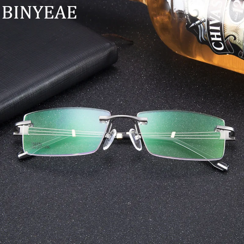BINYEAE Men's Frameless Glasses Quality Frame Myopia Fashion prescription | Аксессуары для одежды