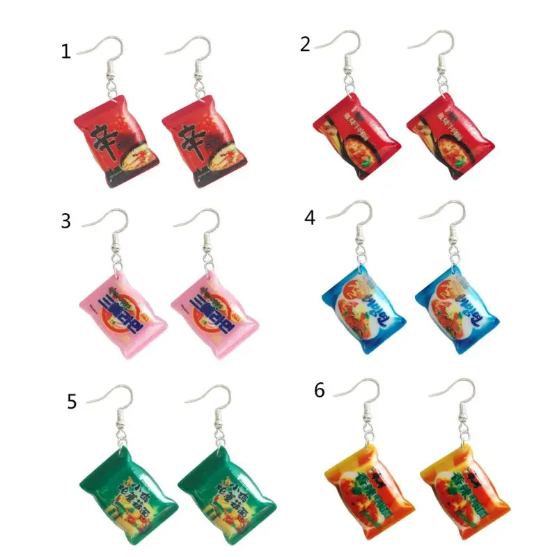 

Funny Small Simulation Instant Noodle Chili Food Drop Earrings Fashion Jewelry