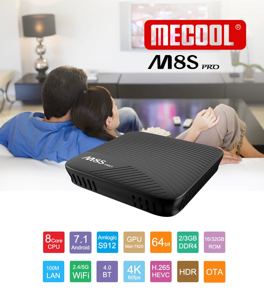 DDR4 Android tv Box Mecool M8S Pro Amlogic S912 Восьмиядерный 2 Гб 16 Гб 2,4G/5G WiFi BT 4,1 Airplay HD медиаплеер VS t95z plus s912