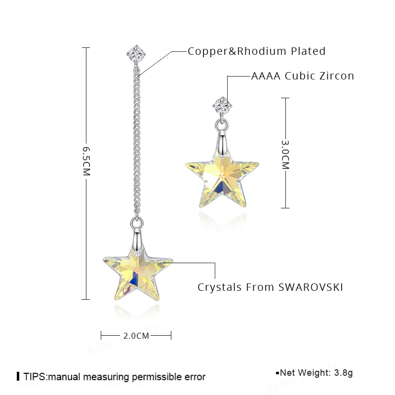Женские ассиметричные серьги-гвоздики BAFFIN вечерние серьги с натуральными