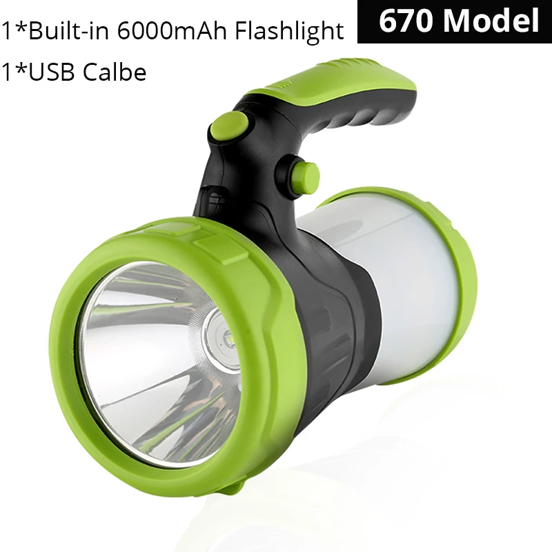 670 Model-6000mAh 6000 мАч USB Перезаряжаемый светодиодный фонарь для кемпинга 3000 люмен портативный прожектор фонарик Внешний аккумулятор прожектор для рыбалки на открытом воздухе - Мощность в ваттах: 670 Model-6000mAh