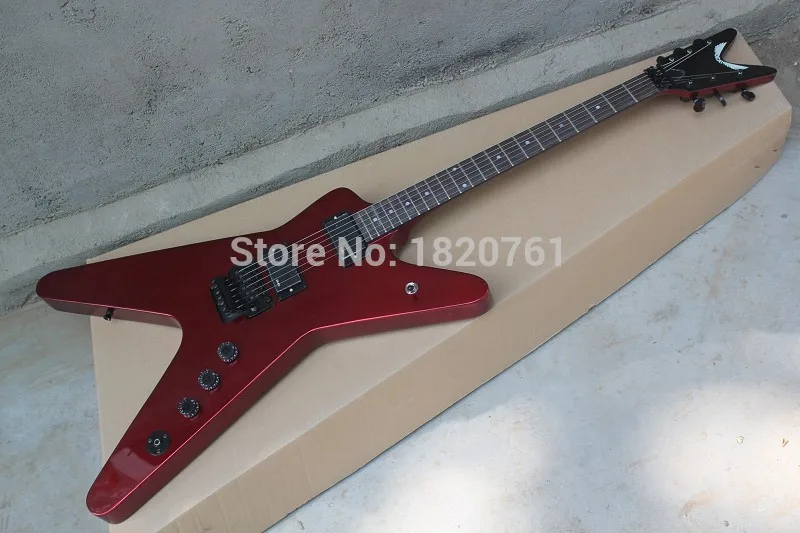 Оптовая продажа высокое качество Flying V модель EMG pick up Dean красная электрическая