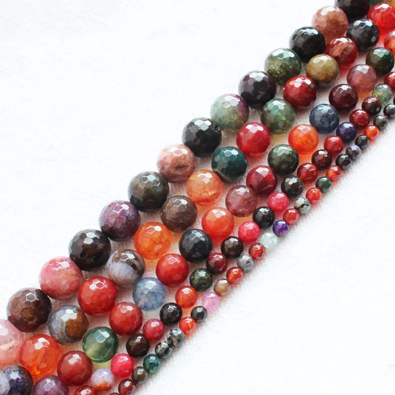 Faceted Multi-color Crack agates 6-16mmRound Beads 15&quot/38cm For DIY Jewelry making We provide mixed wholesale for all items! | Украшения