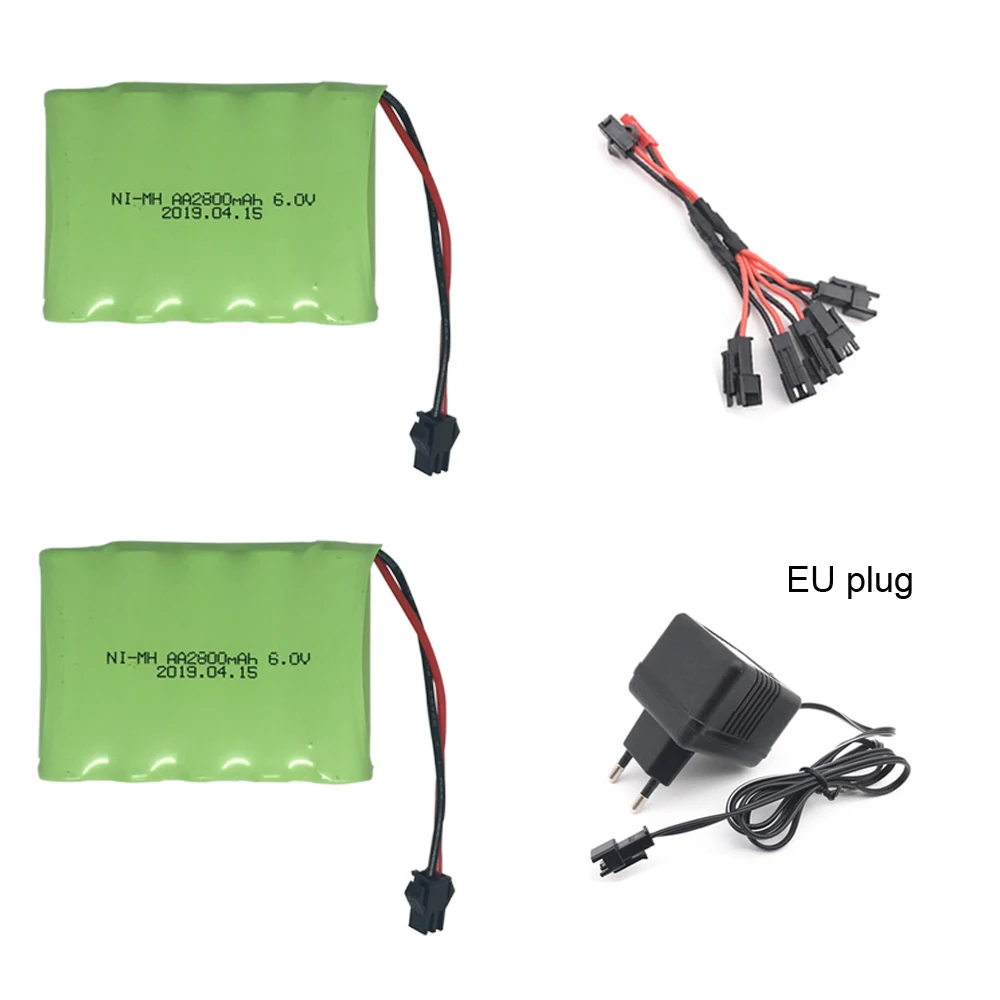 6V 2800mAh Ni-MH аккумулятор с зарядным устройством 5в1 кабель набор для RC игрушки электрические игрушки AA батарея 6 v батарея Группа игрушек Запчасти оптом
