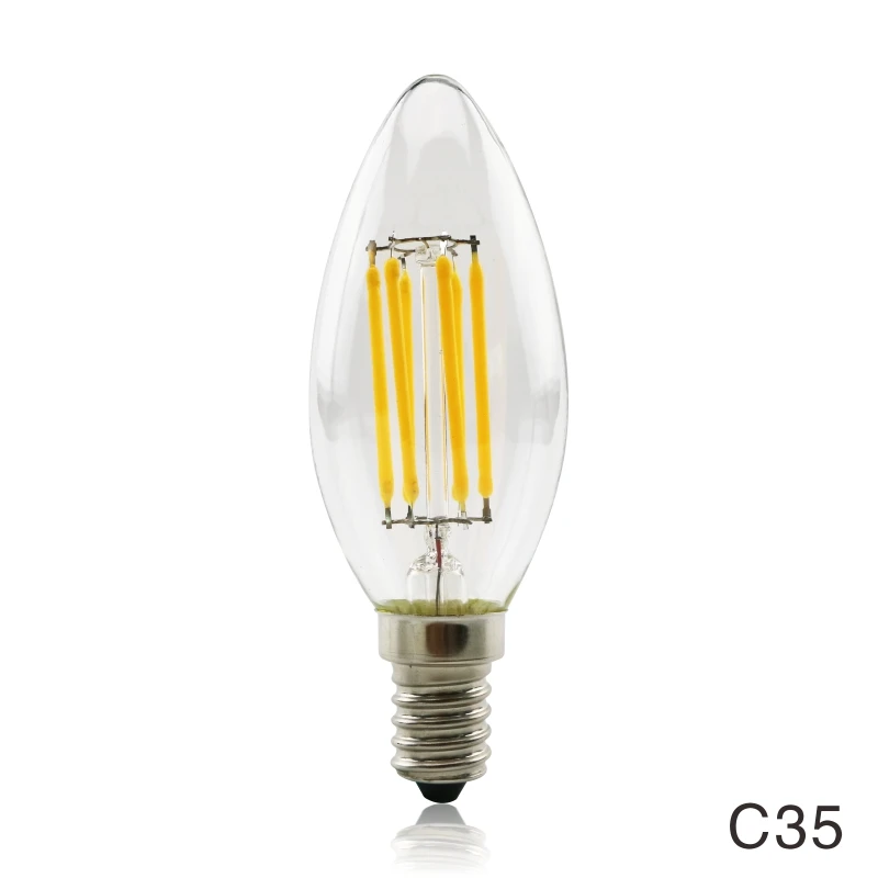 C35 Светодиодный ламп накаливания E14 Ретро лампа Эдисона 220V 2 Вт, 4 Вт, 6 Вт, Винтаж C35 лампы в форме свечи света ампулы светодиоды по технологии cob домашний декор - Испускаемый цвет: C35