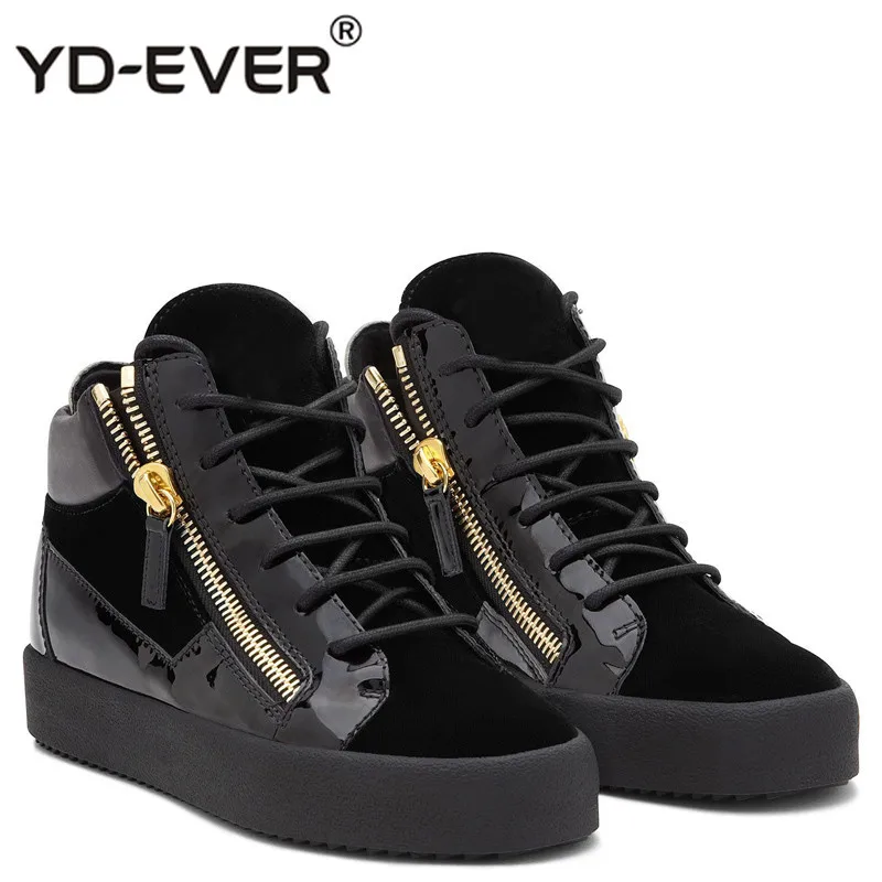 Модные мужские туфли на плоской подошве высокие кроссовки Цвет Черный удобная