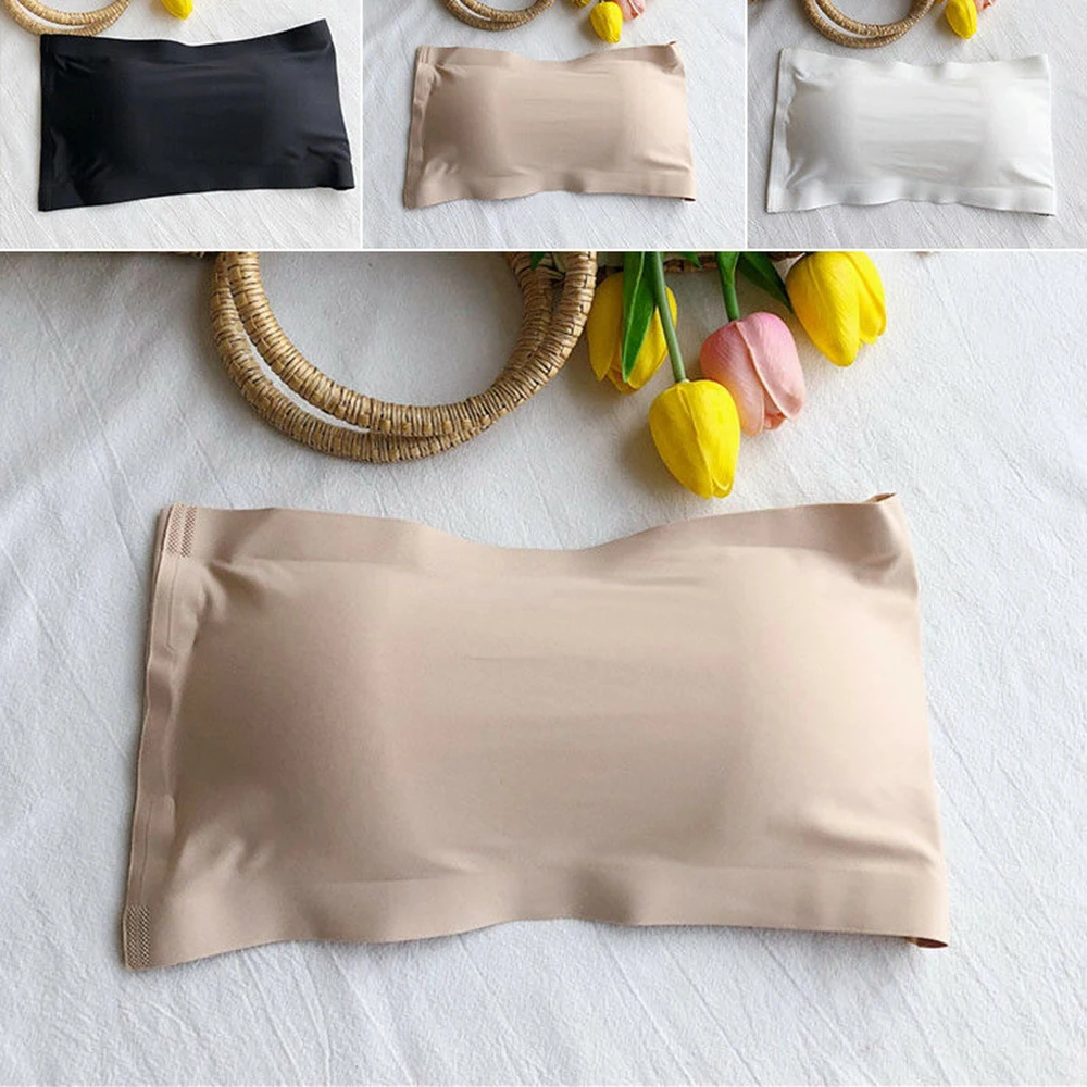 Женский бесшовный Укороченный бюстгальтер без бретелек из дышащего шелка |