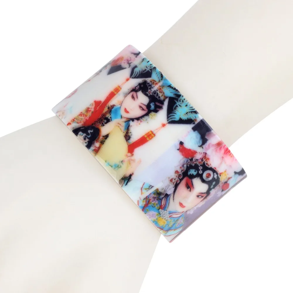 Bonsny Plastic Chinese Peking Opera Actress Bangles Bracelets Fashion Ethnic Craft Jewelry For Women Girls Ladies Souvenir Gift | Украшения