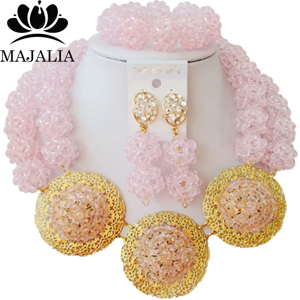 Ювелирный Комплект из колье и серёг в африканском стиле|jewelry sets pink|bride jewelryafrican fashion