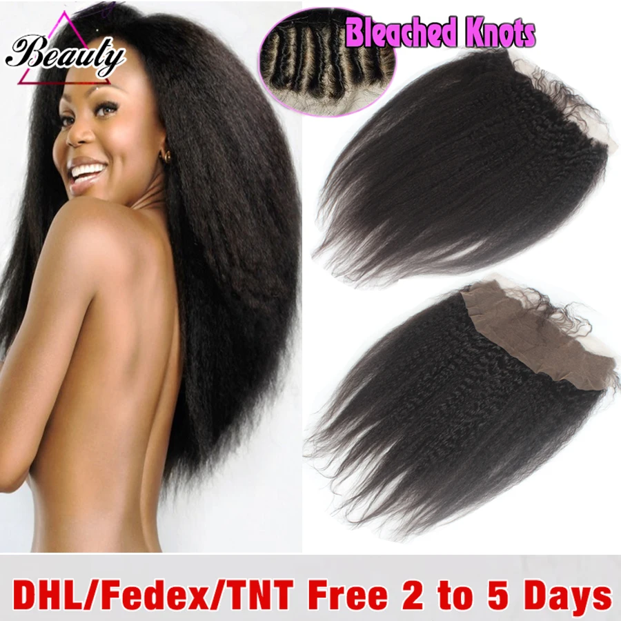 13x4 Перуанский Человеческих Волос Грубый Яки Фронтальная С Ребенком в Ушах до Уха