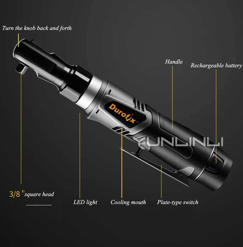 60Nm максимальный крутящий момент 3/8 дюйма электрический ключ 12 v Перезаряжаемые литиевых Батарея храповым механизмом угол 90 этап специализированные инструменты