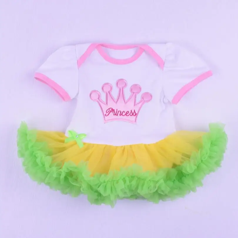 Белое желтое зеленое платье-пачка для маленьких девочек на 1-2 дня рождения