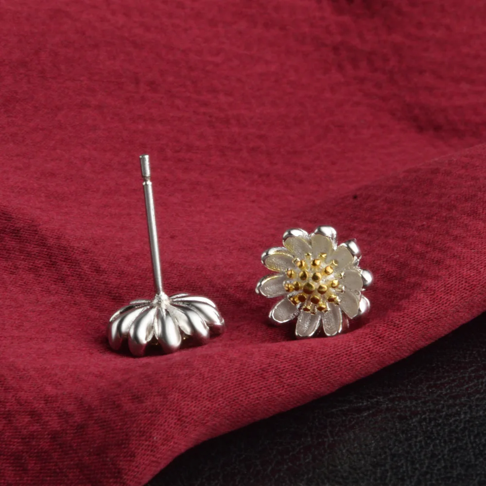 Uroru Малый ромашка цветок солнца серьги 2017 Осень желтые хризантемы стерлингового