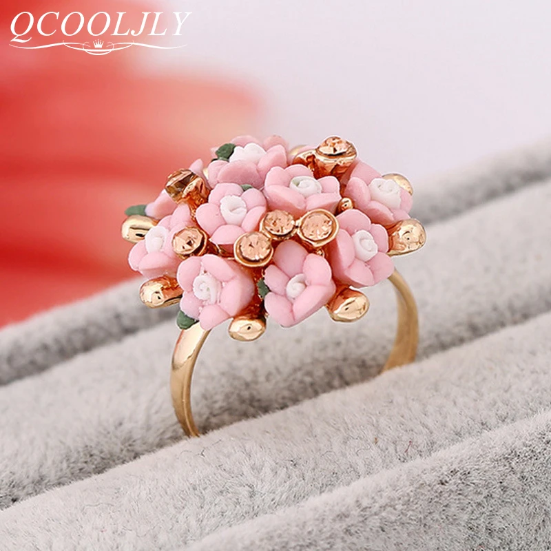 Горячая Распродажа модных роскошных цветущих цветов QCOOLJLY Женские Ювелирные