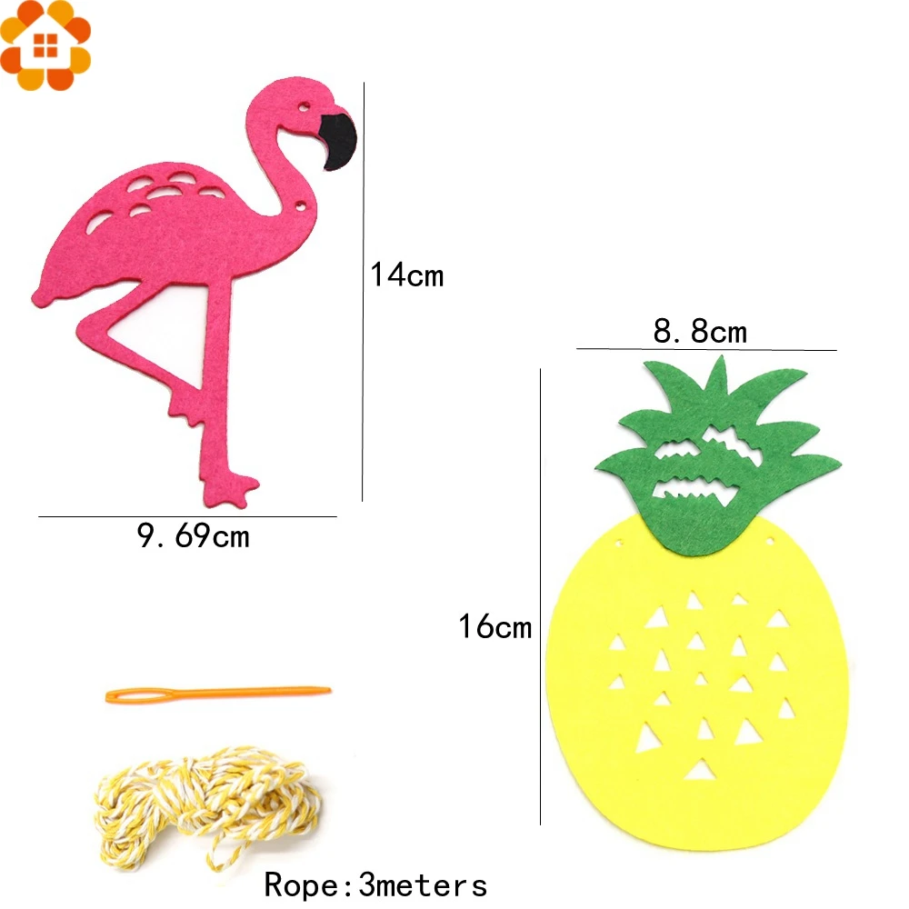 Фламинго и ананасы гирлянда бумага для баннера помпоны соломинки деревянные