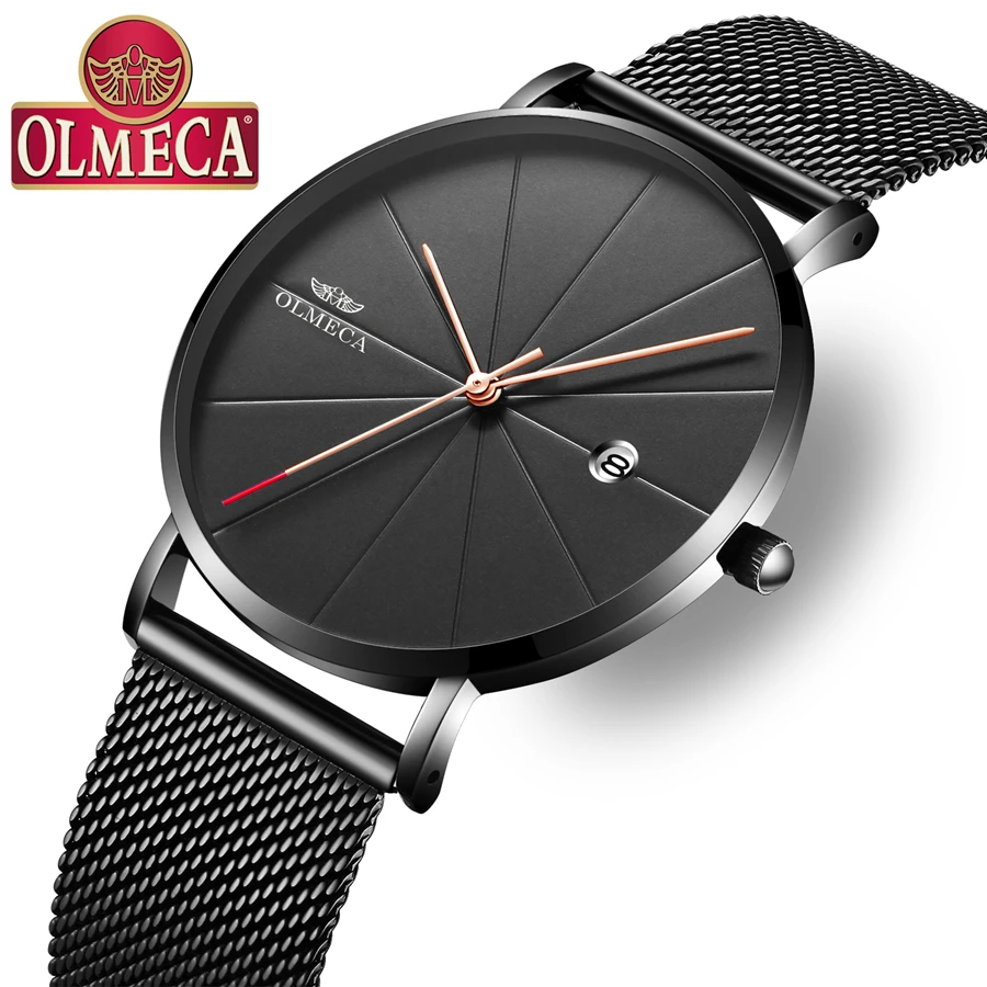 Часы мужские Ультра тонкие роскошные брендовые Olmeca Мужские Простые часы из