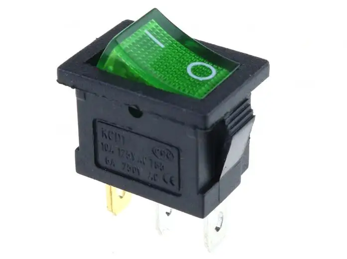 KCD1 ВКЛ-ВЫКЛ 3Pin лодка автомобиля кулисный переключатель 6A/10A 250 V/125 V AC красный желтый и зеленый цвета синий, синий, на пуговицах, Лучшая цена - Цвет: Зеленый