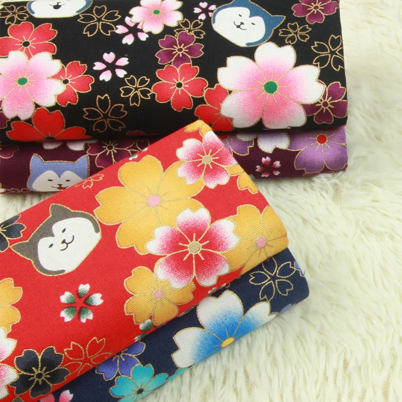 Half yard import cotton linen retro fabric soft breeze gilt cartoon dog head print handmade DIY patchwork bag telas A745 | Дом и сад