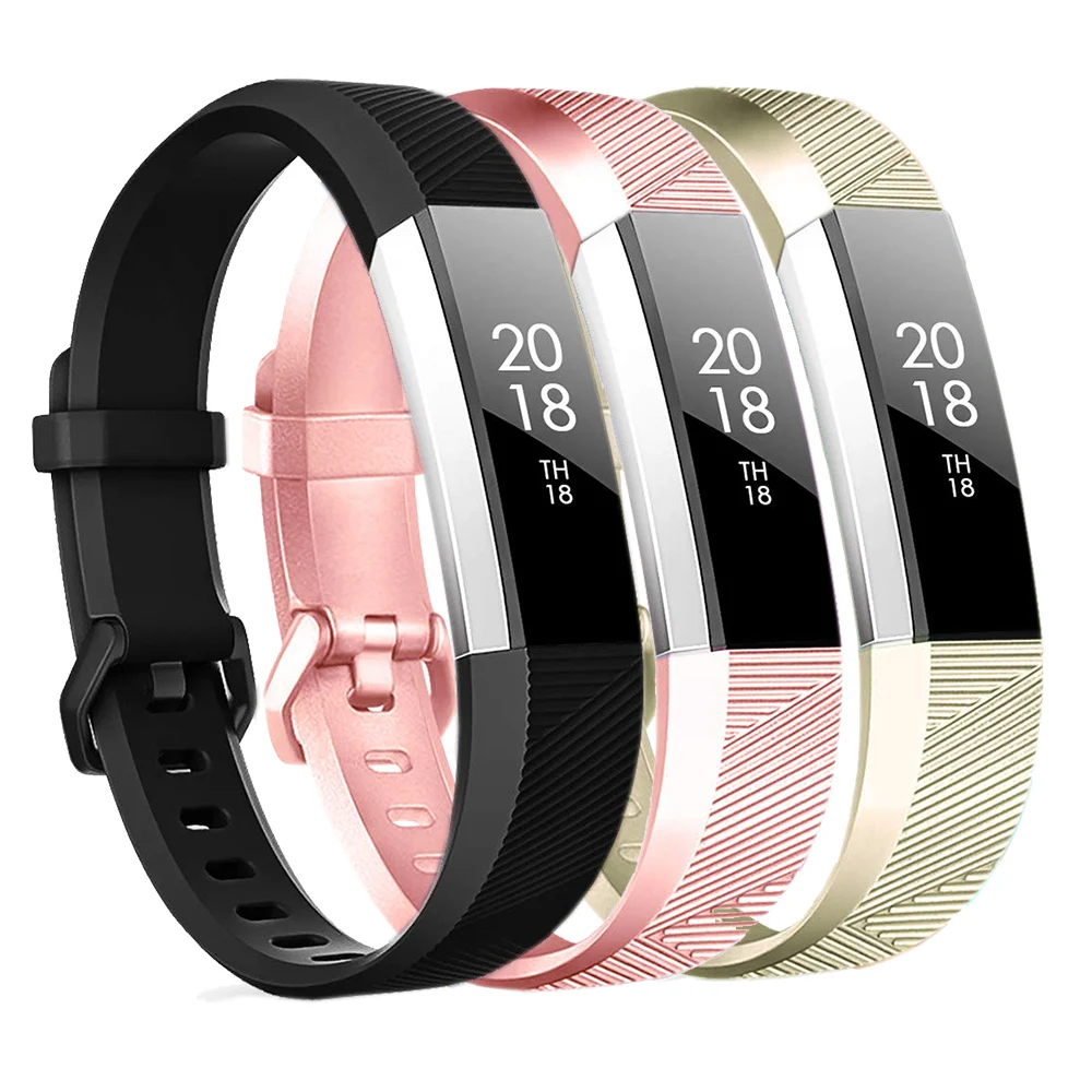 Ремешок Honecumi для часов Fitbit Alta HR сменный Браслет умных золотистый/серебристый 3
