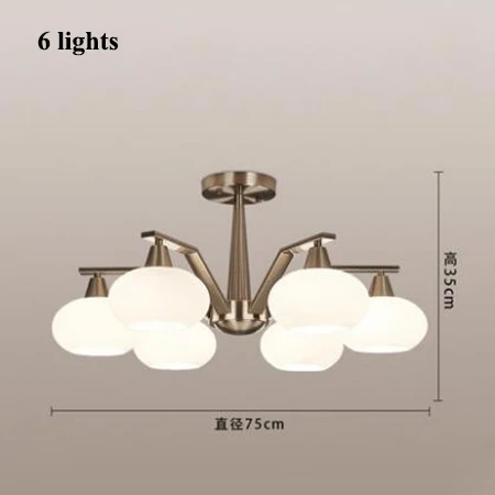 6 lights Современные никелевые металлические светодиодные люстры, стеклянные люстры для гостиной, светодиодные подвесные люстры, светильники для столовой, подвесные светильники - Цвет абажура: 6 lights