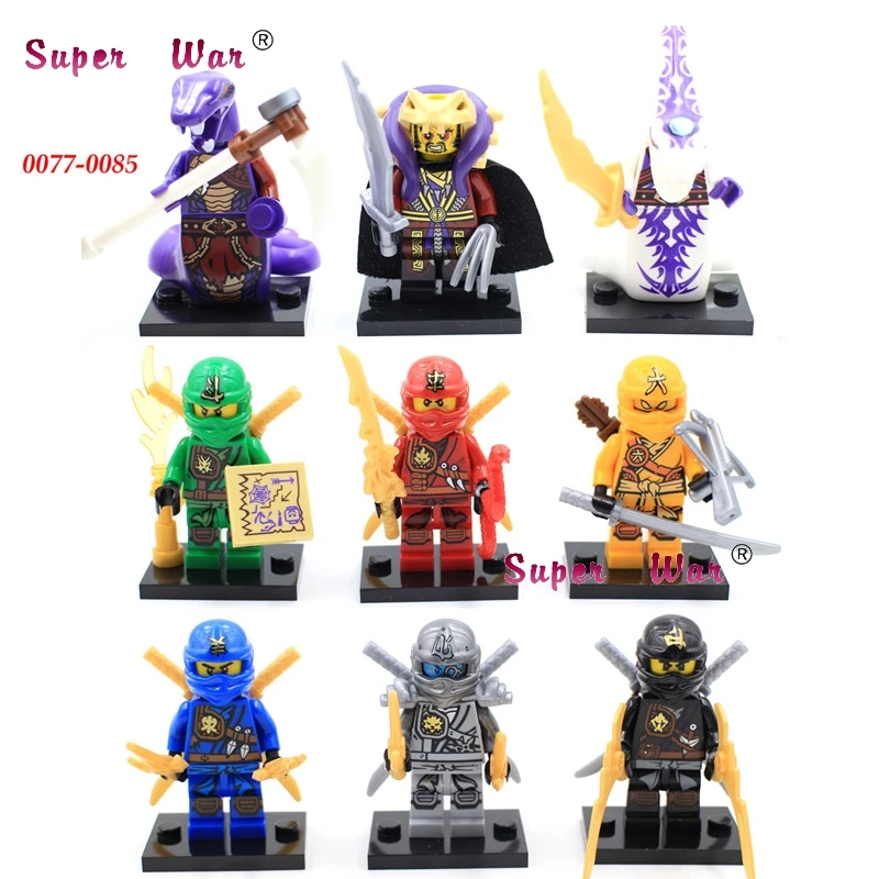 DC0077-0085 1 комплект из 3 мотоцикл JAY Zane и Kai Ллойд NYA золото Pythor с s, строительные блоки, игрушки для детей - Цвет: DC0077-0085