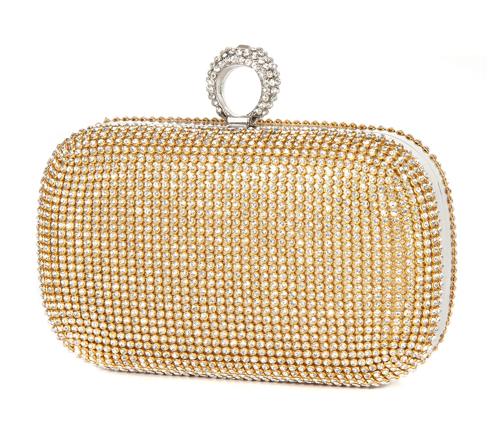 Роскошные вечерние клатчи с бриллиантами сумочки в форме сердца кольцом на палец